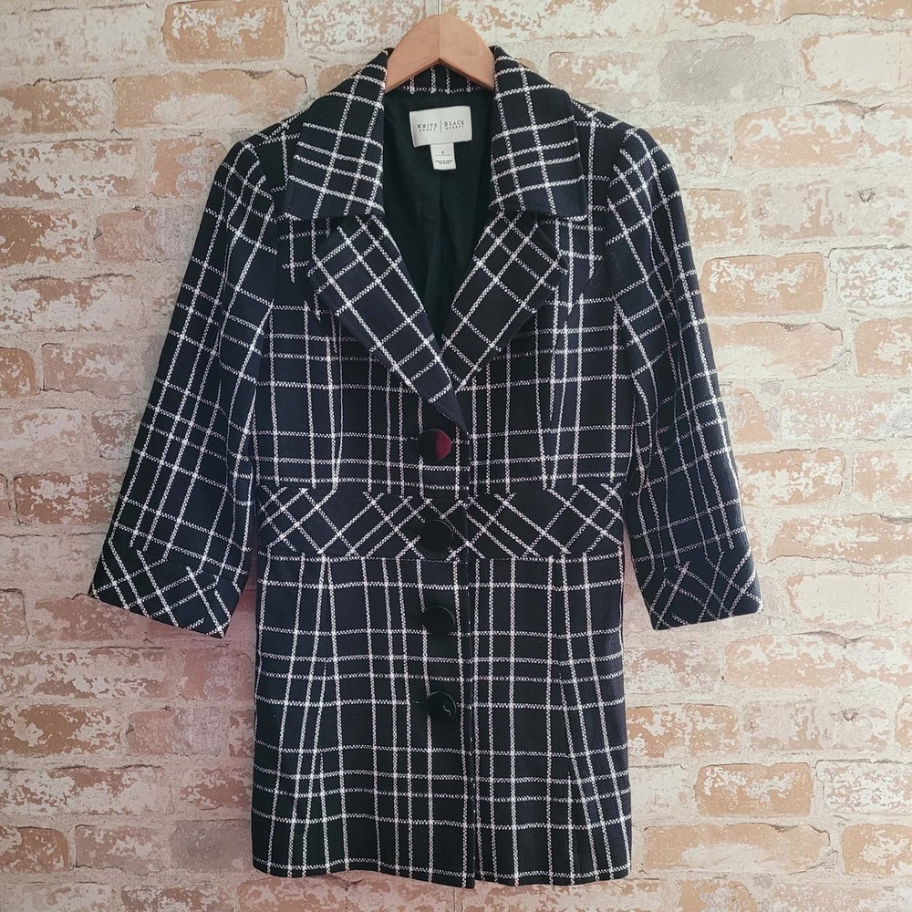 White House Black Market Plaid Check Jacket Size 6